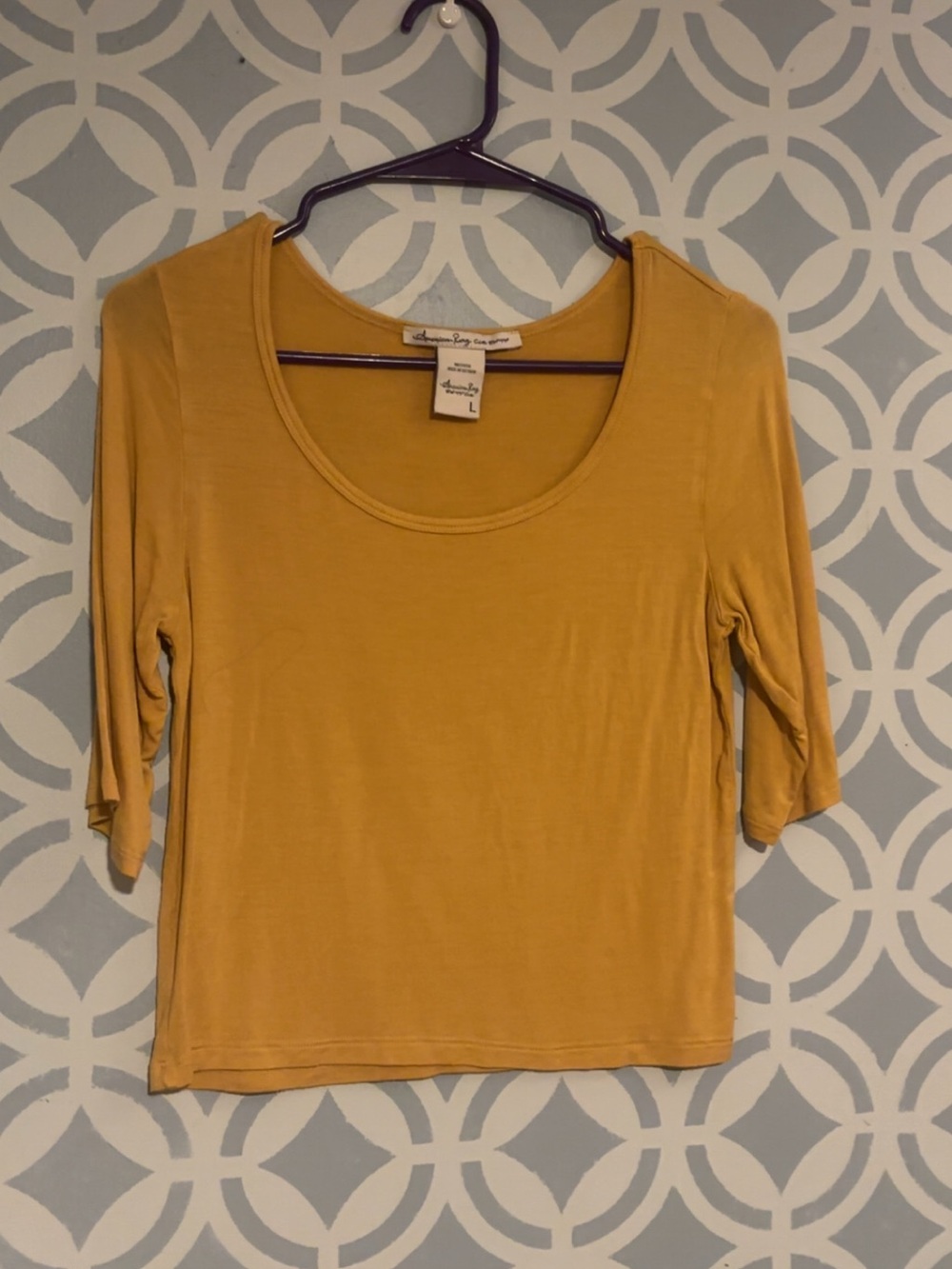 American Rag Mustard Scoop Neck Short Sleeve Tee
